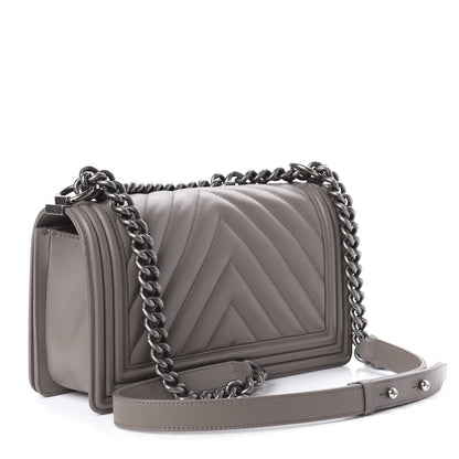 Chanel Lambskin Chevron Quilted Medium Boy Flap Grey 3 of 11