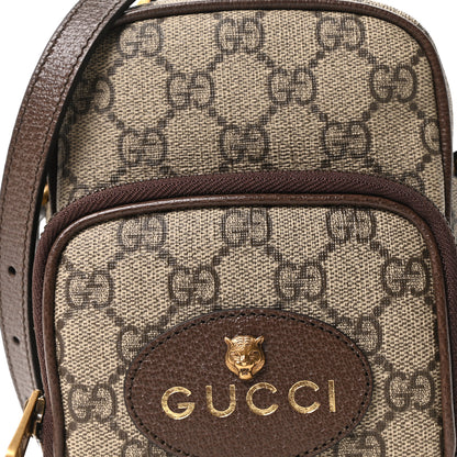Gucci GG Supreme Monogram Mini Neo Vintage Double Zip Messenger Bag Beige New Acero Crop 7 of 9