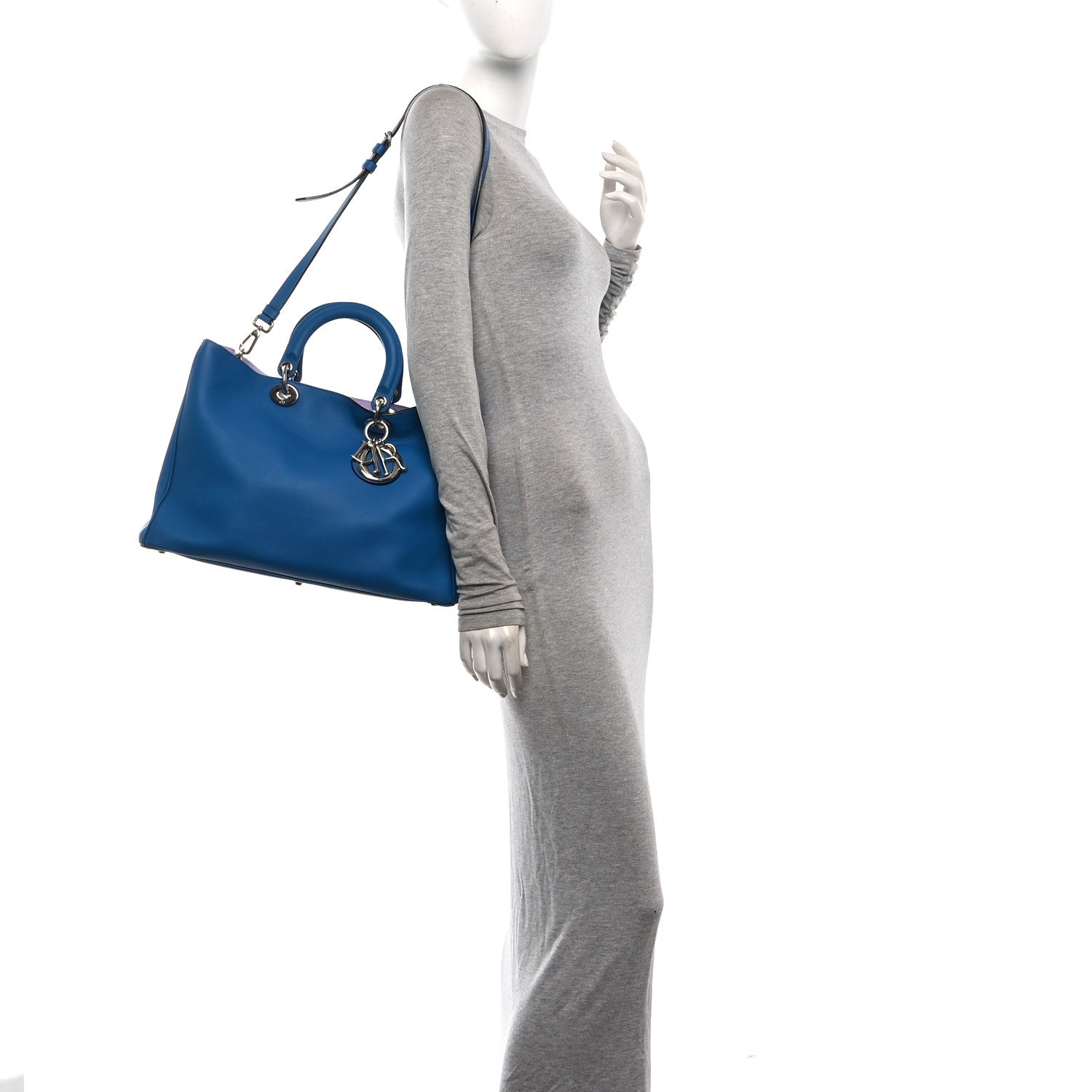 Christian Dior Smooth Calfskin Large Diorissimo Tote Blue 2 of 11