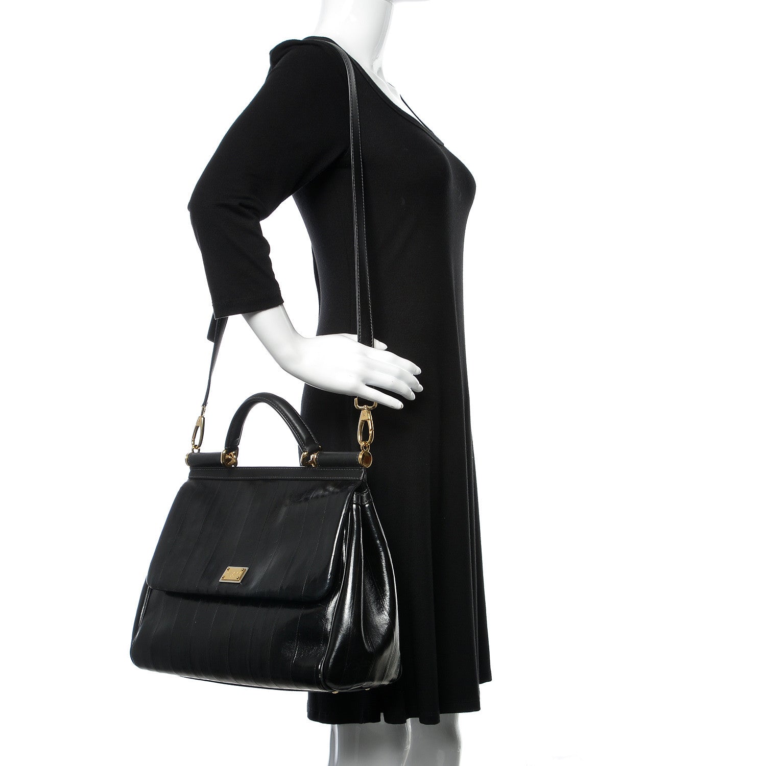 Dolce & Gabbana Eel Large Miss Sicily Satchel Black 2 of 16