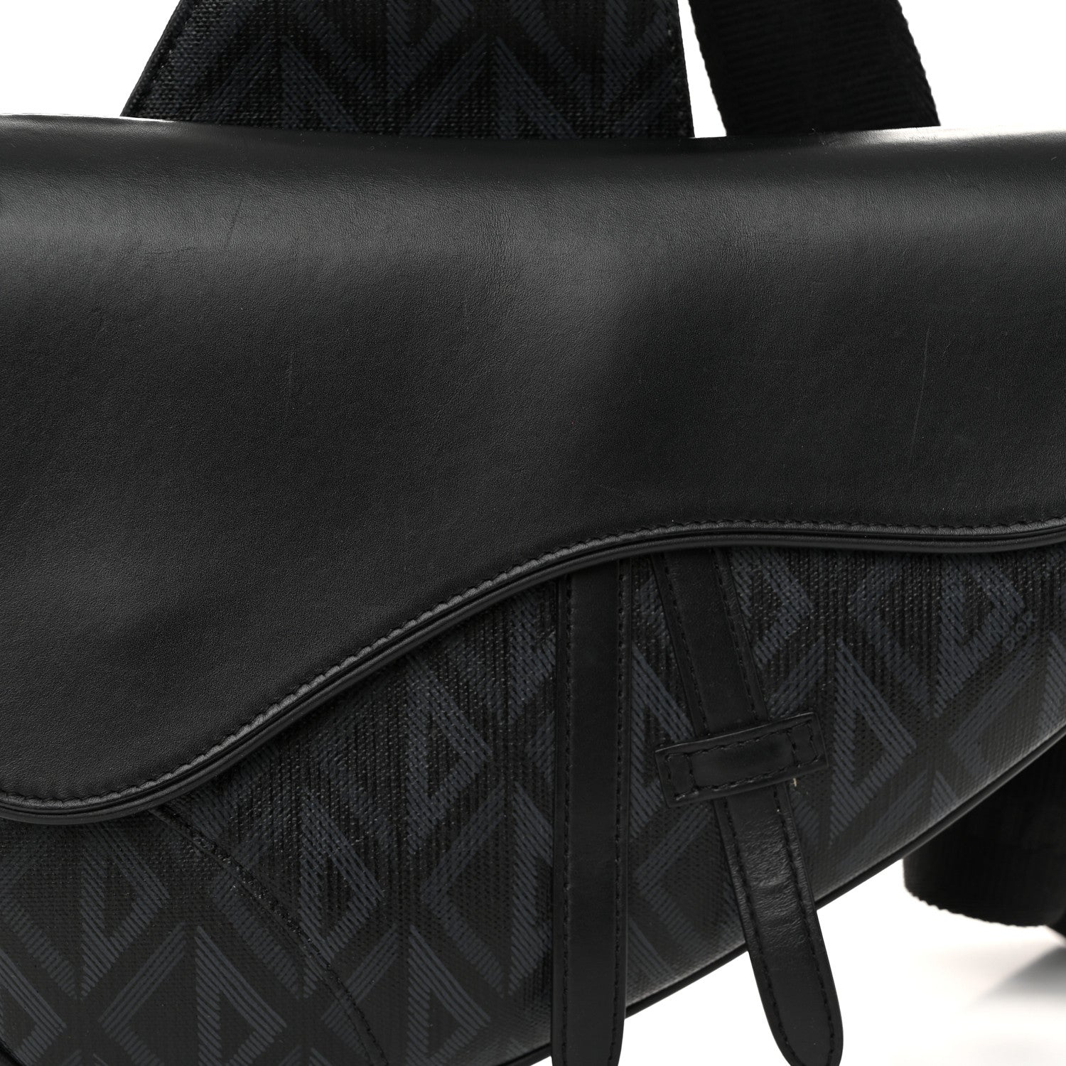 Christian Dior Smooth Calfskin Canvas CD Diamond Mens Saddle Bag Black 8 of 11