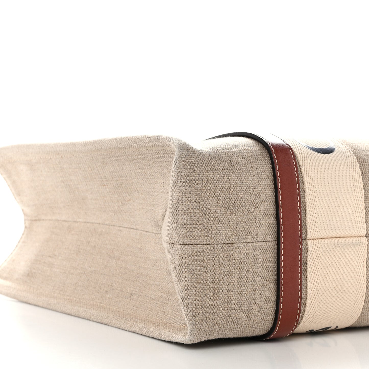 Cotton Calfskin Medium Woody Ribbon Tote White Brown