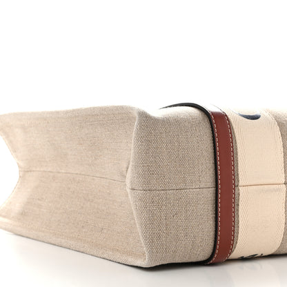 Chloe Cotton Calfskin Medium Woody Ribbon Tote White Brown 9 of 10