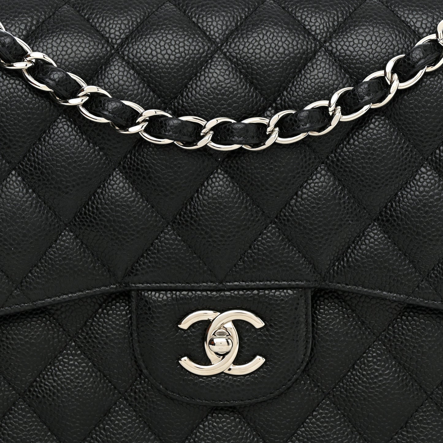 Caviar Quilted Jumbo Double Flap Black