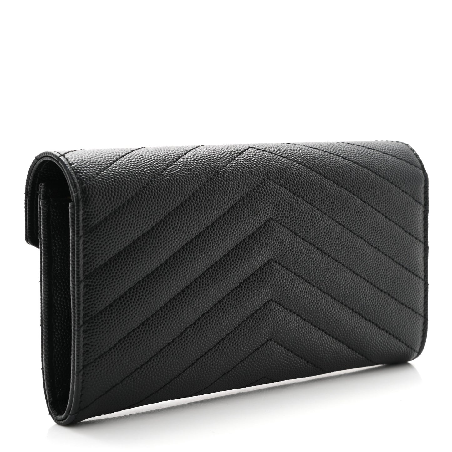Grain De Poudre Matelasse Chevron Monogram Flap Wallet Black
