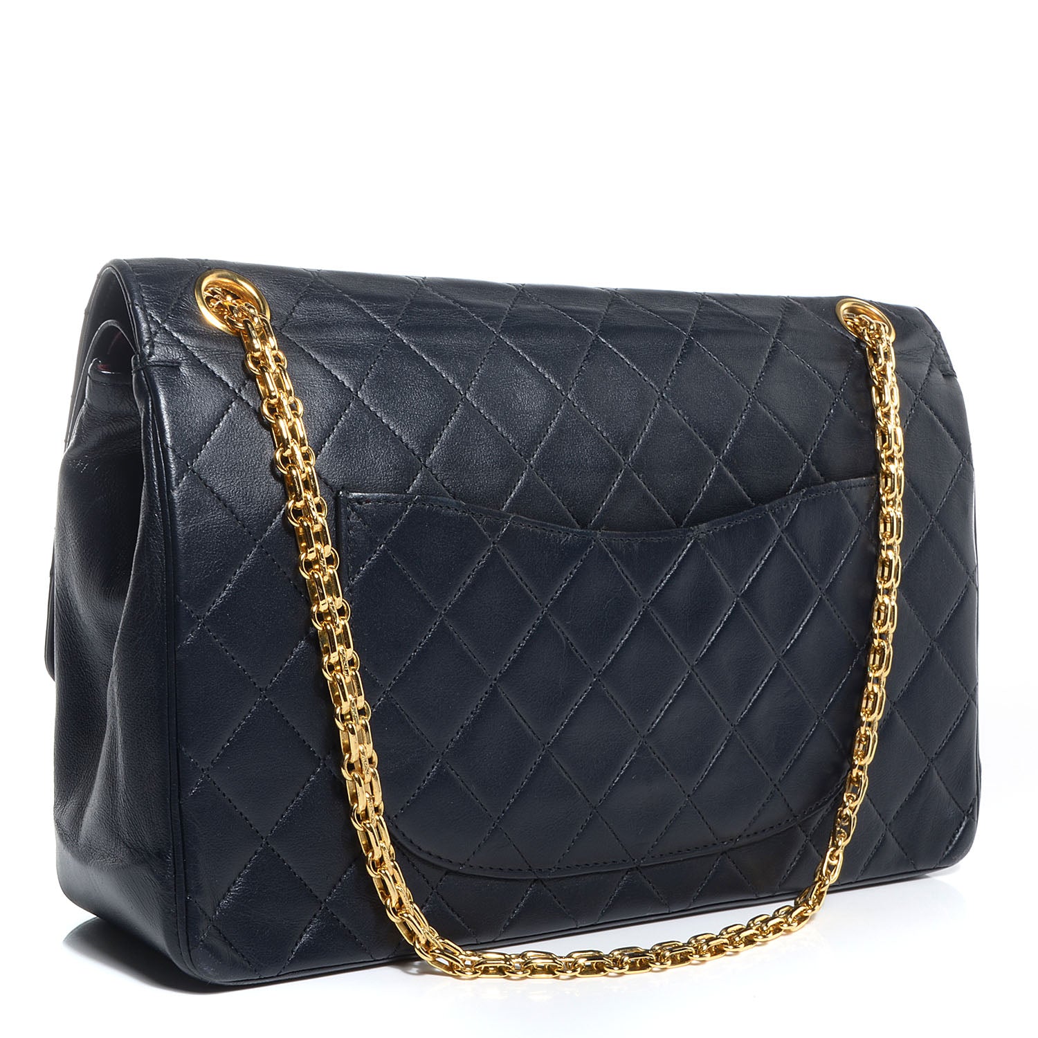 Chanel Lambskin Quilted Medium Double Flap w Bijoux Chain Navy 3 of 7