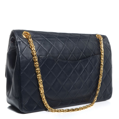 Chanel Lambskin Quilted Medium Double Flap w Bijoux Chain Navy 3 of 7