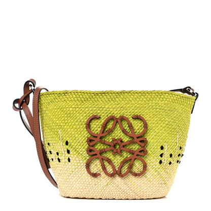 Loewe Calfskin Raffia Anagram Basket Tote Bag Kiwi 3 of 9