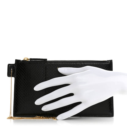 Saint Laurent Snakeskin Pouch With Chain Black 2 of 8