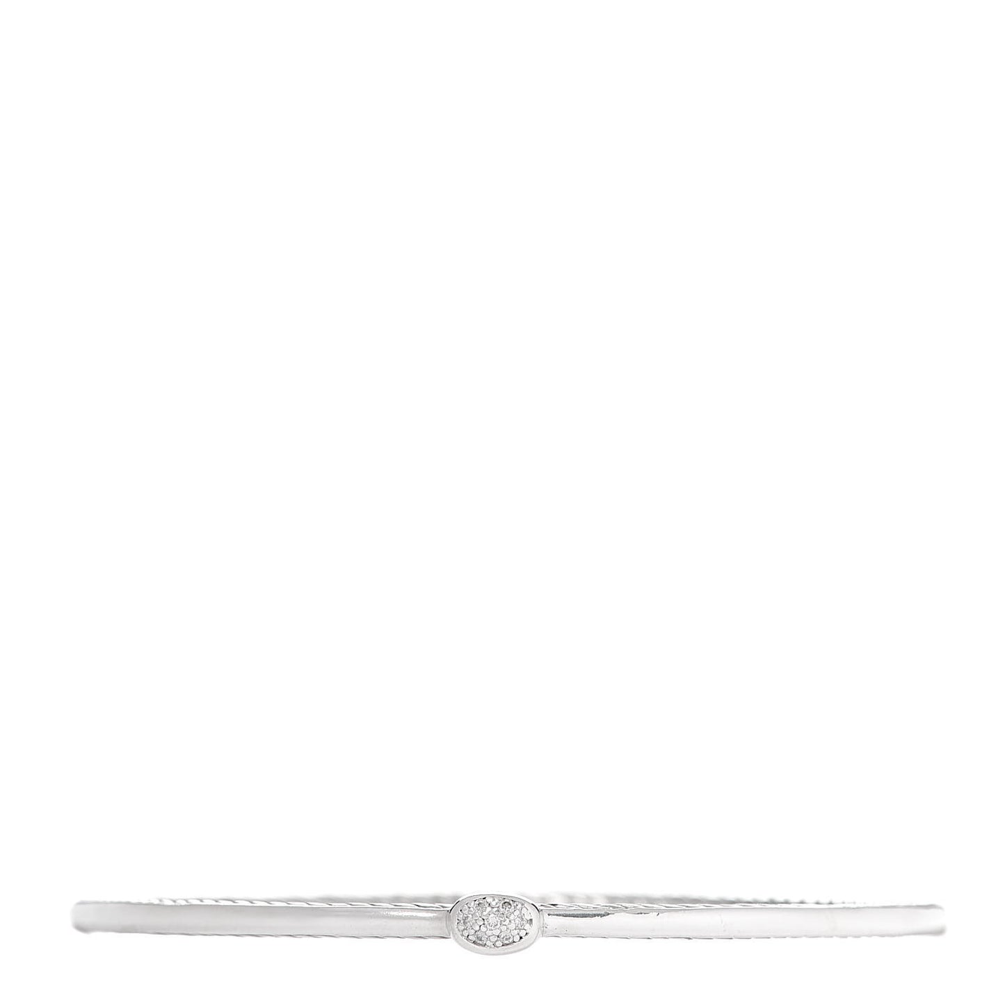 Sterling Silver Diamond 3mm Oval Cable Bangle Bracelet