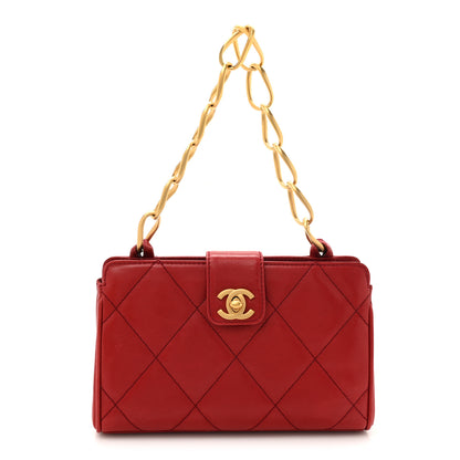 Chanel Lambskin Quilted Clutch Red 1 of 16