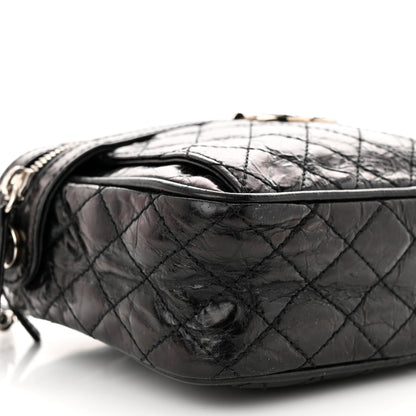 Chanel Glazed Crackled Calfskin Quilted CC Crossbody Black 9 of 10