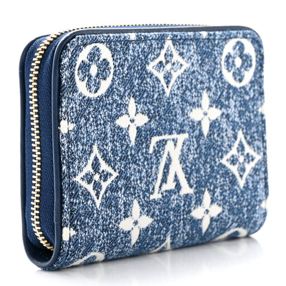 Louis Vuitton Denim Monogram Jacquard Zippy Coin Purse Bleu 3 of 9