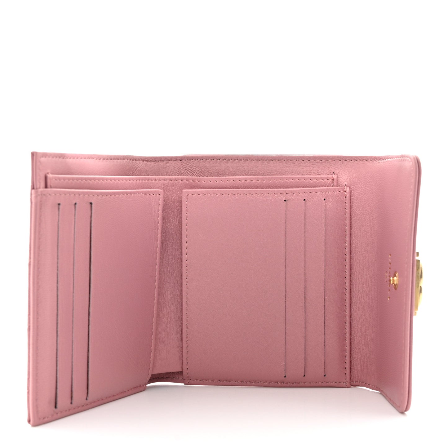 Metallic Lambskin Quilted Compact Boy Wallet Pink