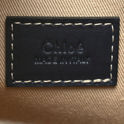 Chloe Cotton Calfskin Small Woody Ribbon Tote With Strap White Navy 6 of 10