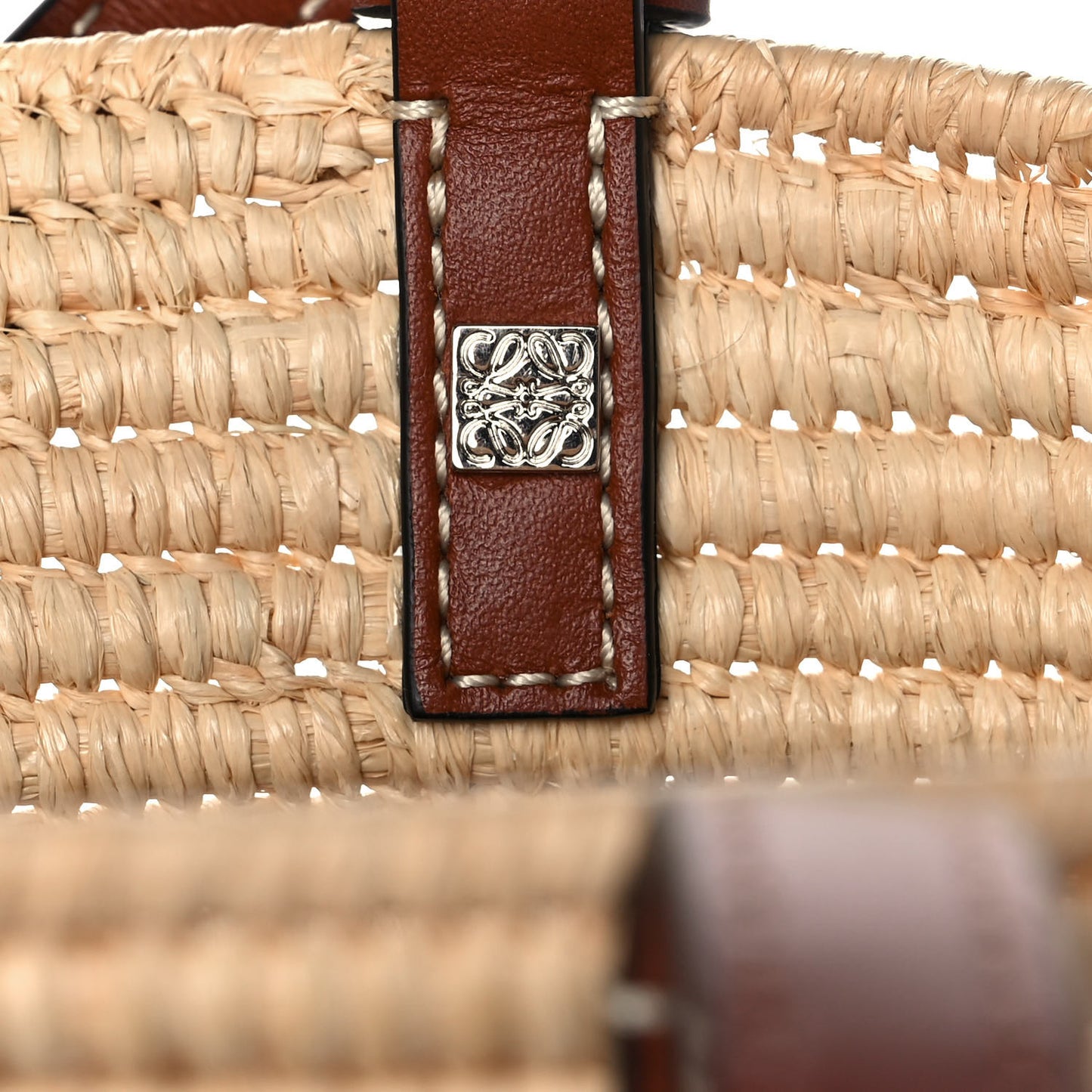 Raffia Small Square Basket Tote Bag Natural Tan