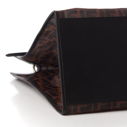 Fendi Mesh Vitello Century Cuoio FF 1974 Large Runaway Shopper Tote Marrone Black Ebano 7 of 9