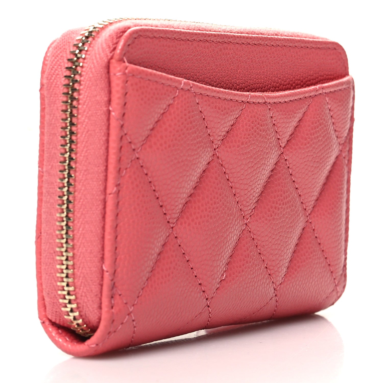 Chanel Caviar Quilted Zip Coin Purse Pink 3 of 9