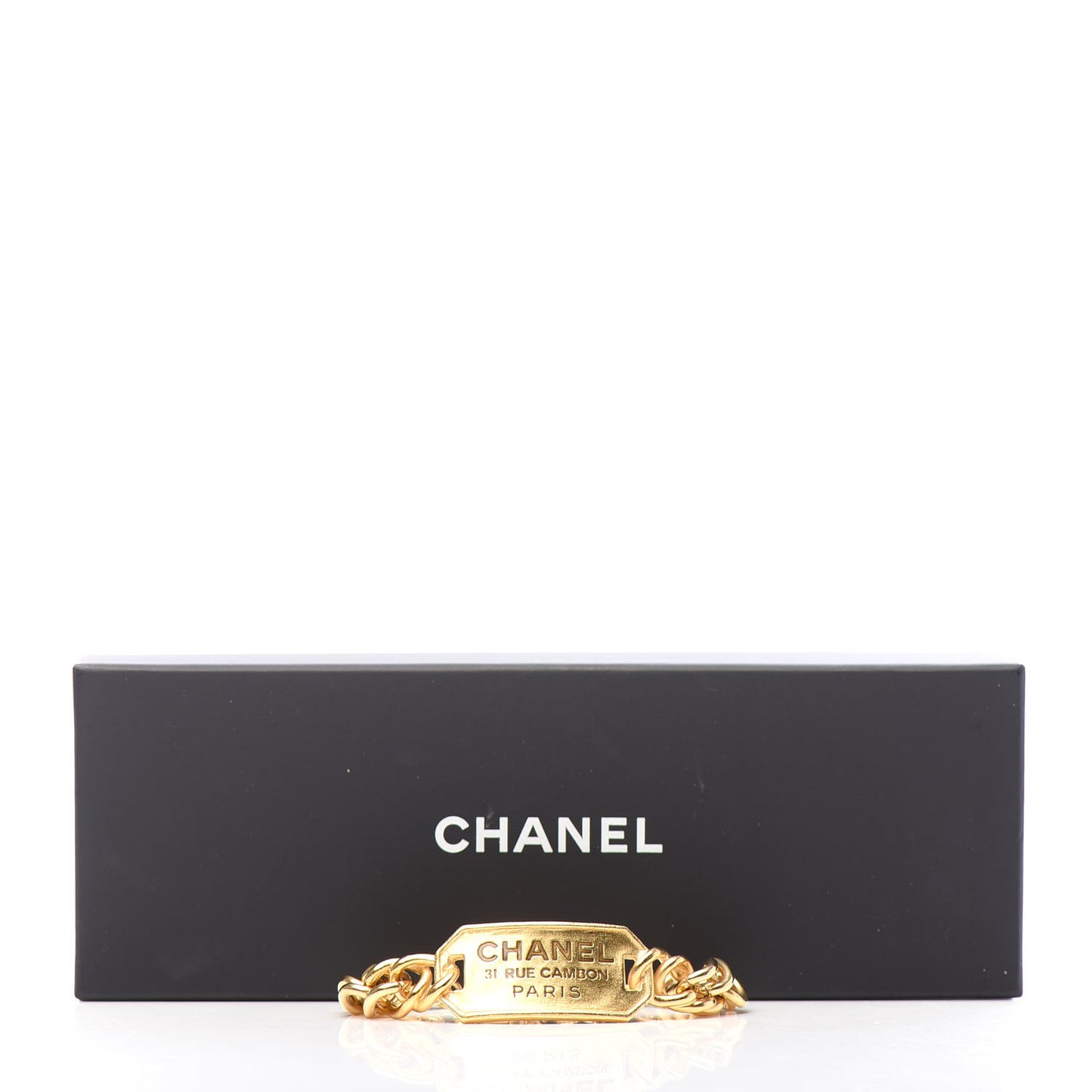 Metal 31 Rue Cambon Paris ID Chain Bracelet Gold