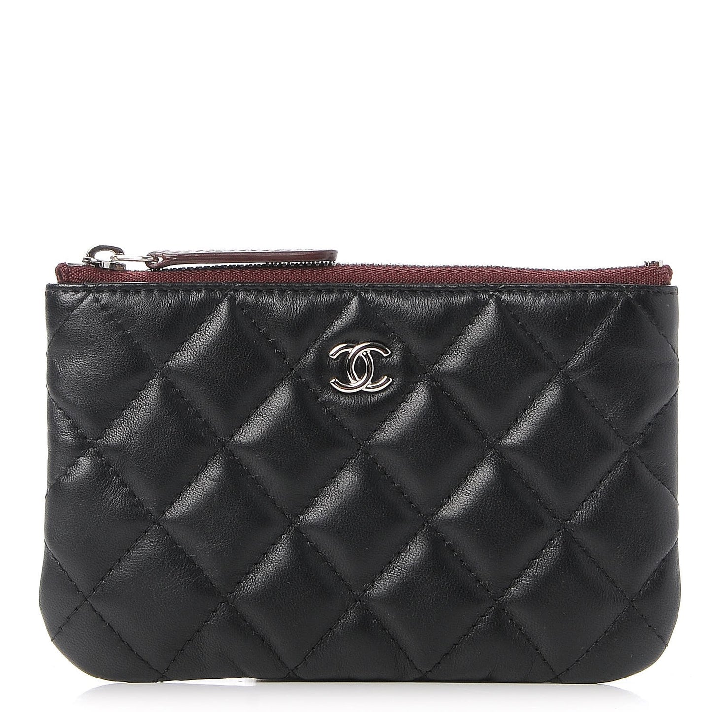 Lambskin Quilted Small Cosmetic Case Black