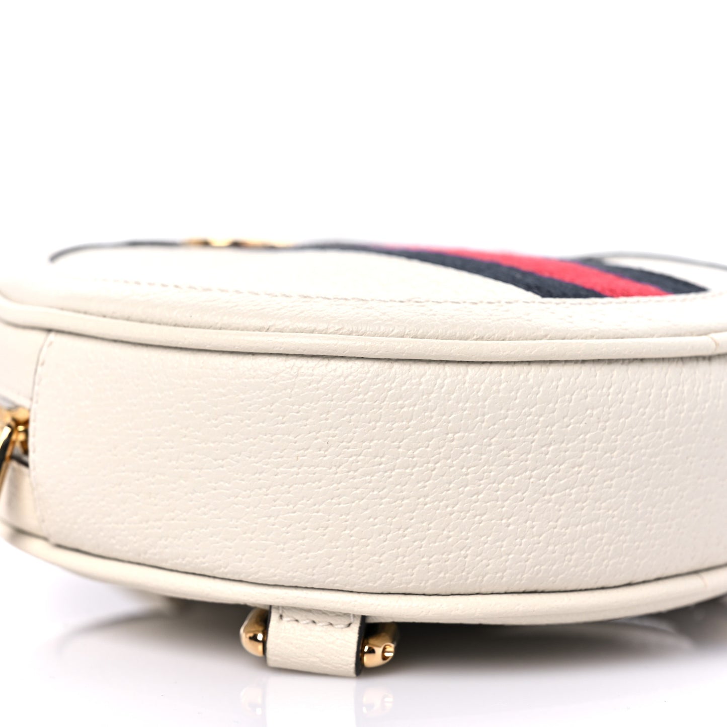 Textured Calfskin Web Mini Ophidia Round Backpack Mystic White