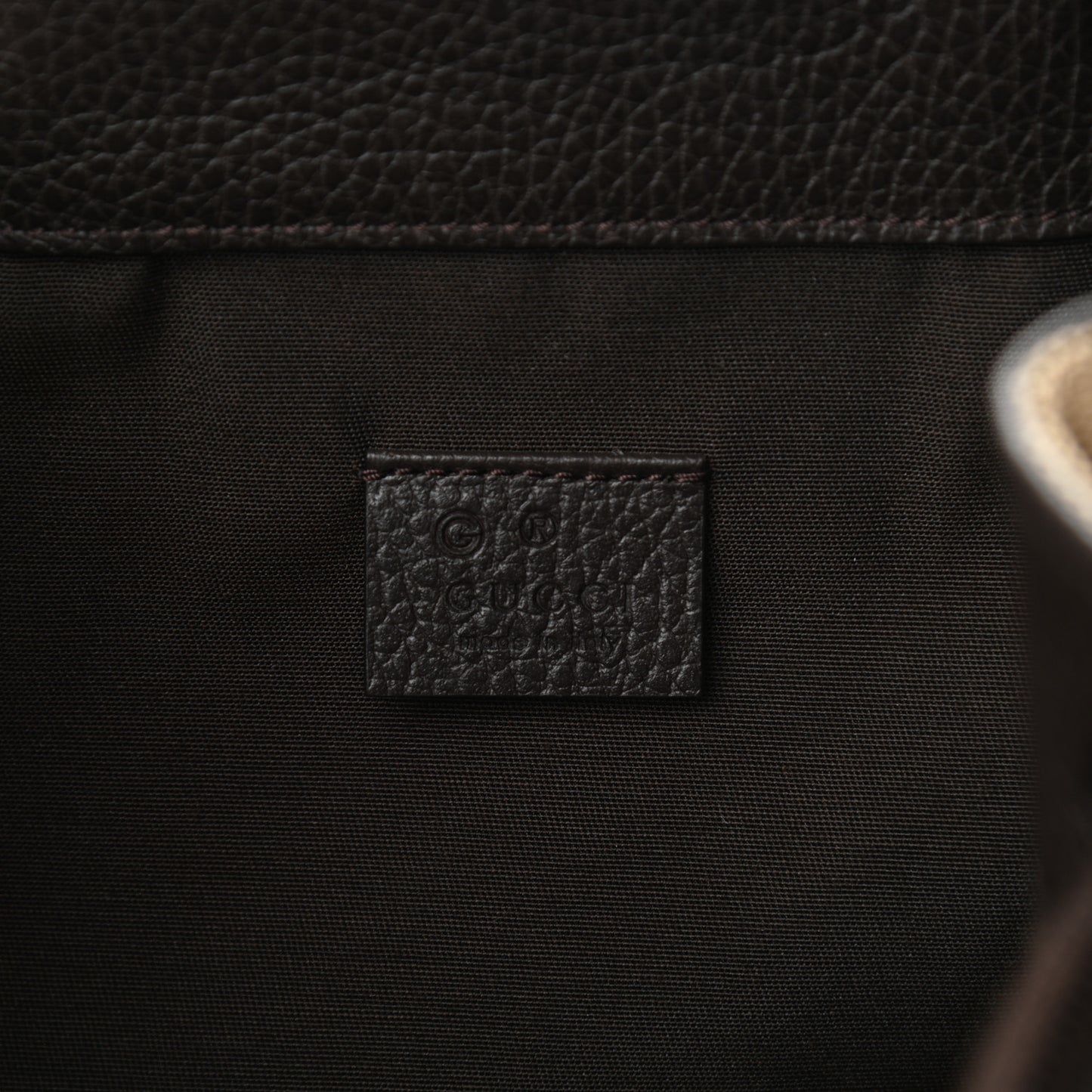 Monogram Dollar Calfskin O Drawstring Backpack Beige Ebony Testa di Moro Dark Chocolate