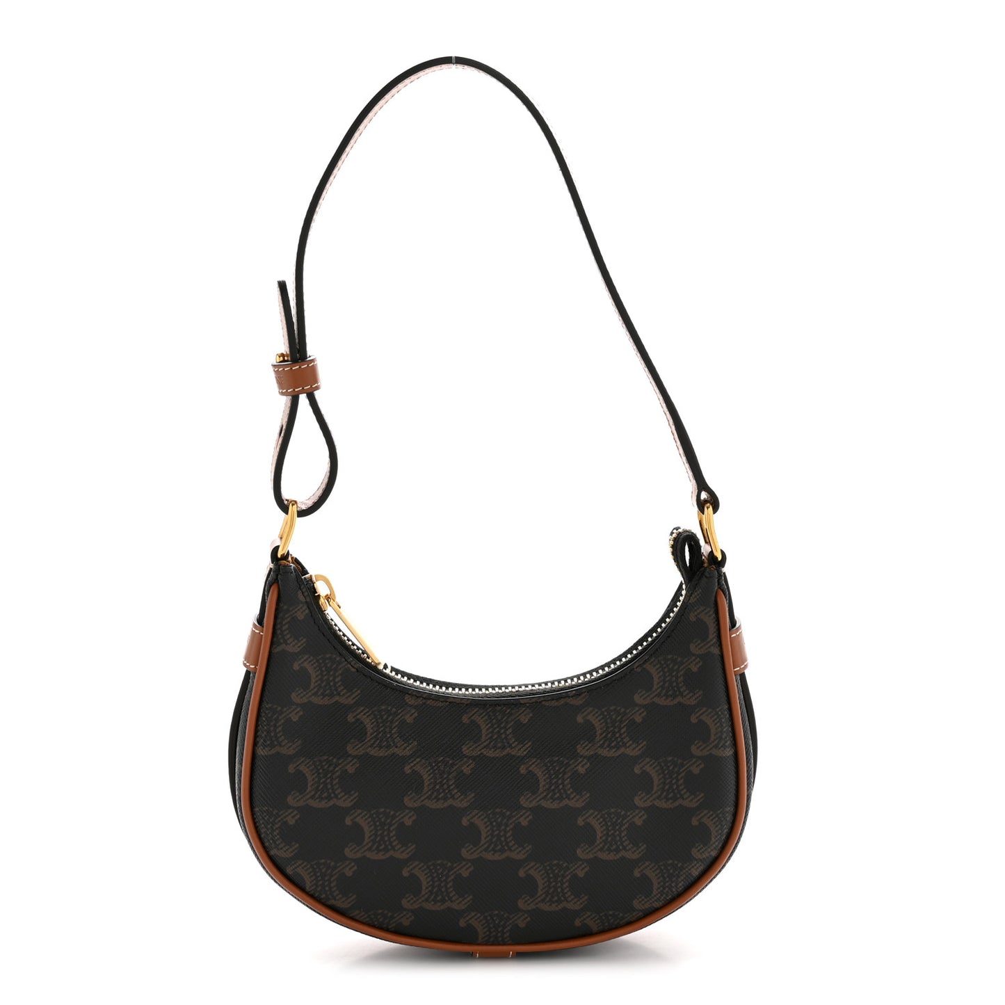Canvas Calfskin Mini Ava Triomphe Shoulder Bag Tan