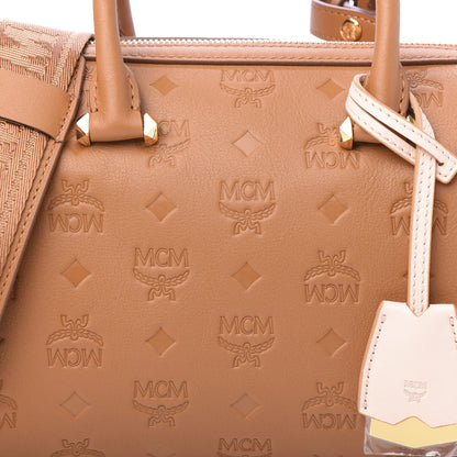 MCM Calfskin Ottomar Monogram Essential Boston Bag Cognac 9 of 9