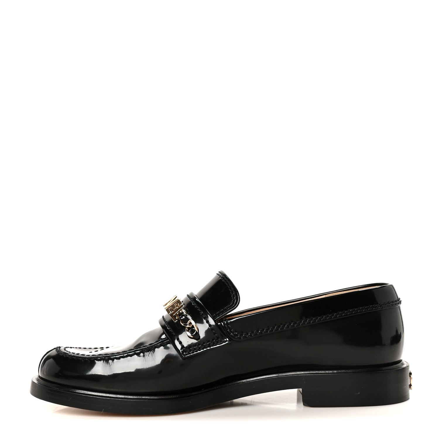Chanel Shiny Calfskin Logo Loafers 38.5 Black 1 of 10
