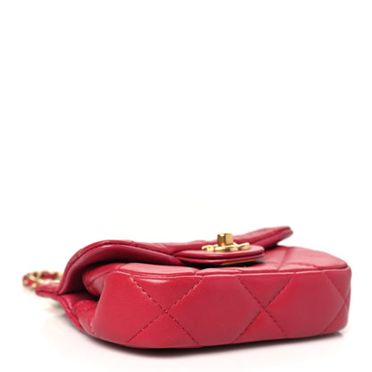 Chanel Calfskin Quilted Lady Handle Flap Card Holder With Chain Dark Pink 4 of 11