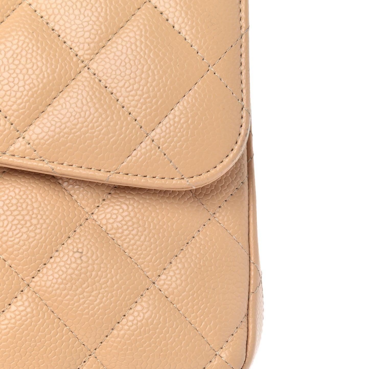 Caviar Quilted Jumbo Double Flap Beige Clair