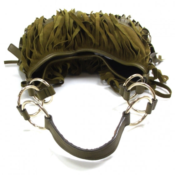 Suede Boheme Fringe Hobo Green