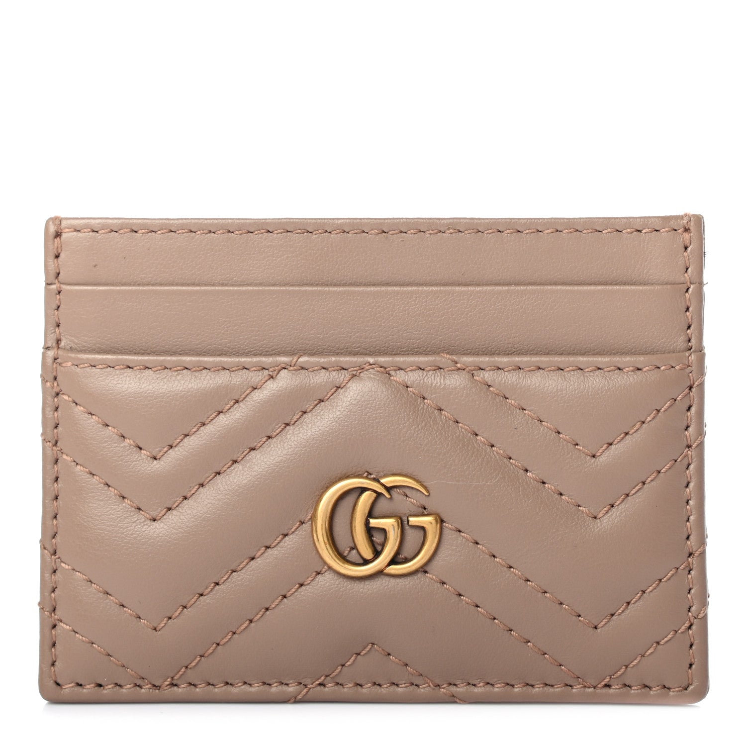 Gucci Calfskin Matelasse GG Marmont Card Holder Porcelain Rose 1 of 5