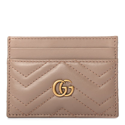 Gucci Calfskin Matelasse GG Marmont Card Holder Porcelain Rose 1 of 5