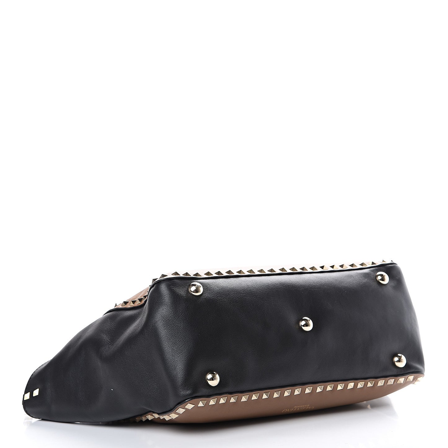 Vitello Medium Rockstud Tote Brown Black