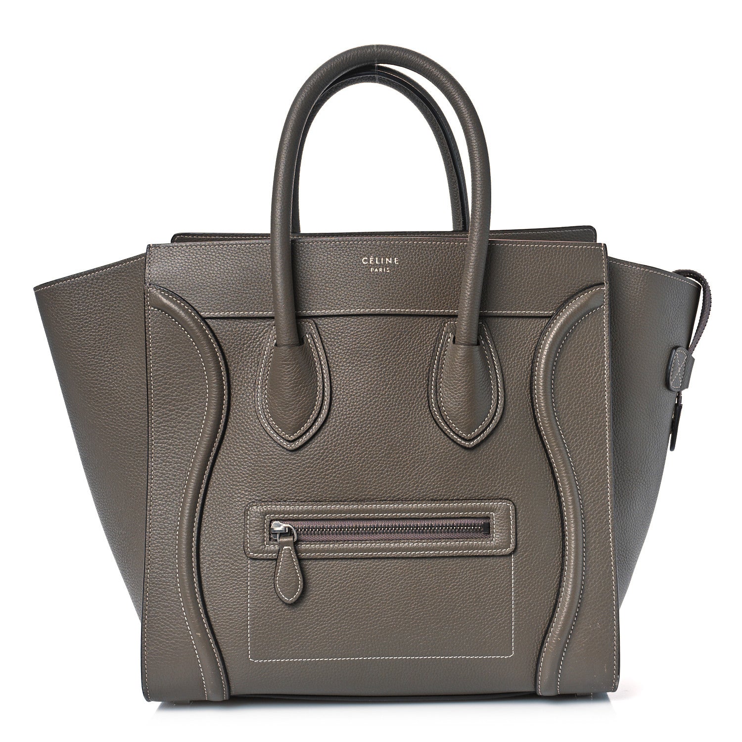 Celine Drummed Calfskin Mini Luggage Souris 1 of 10