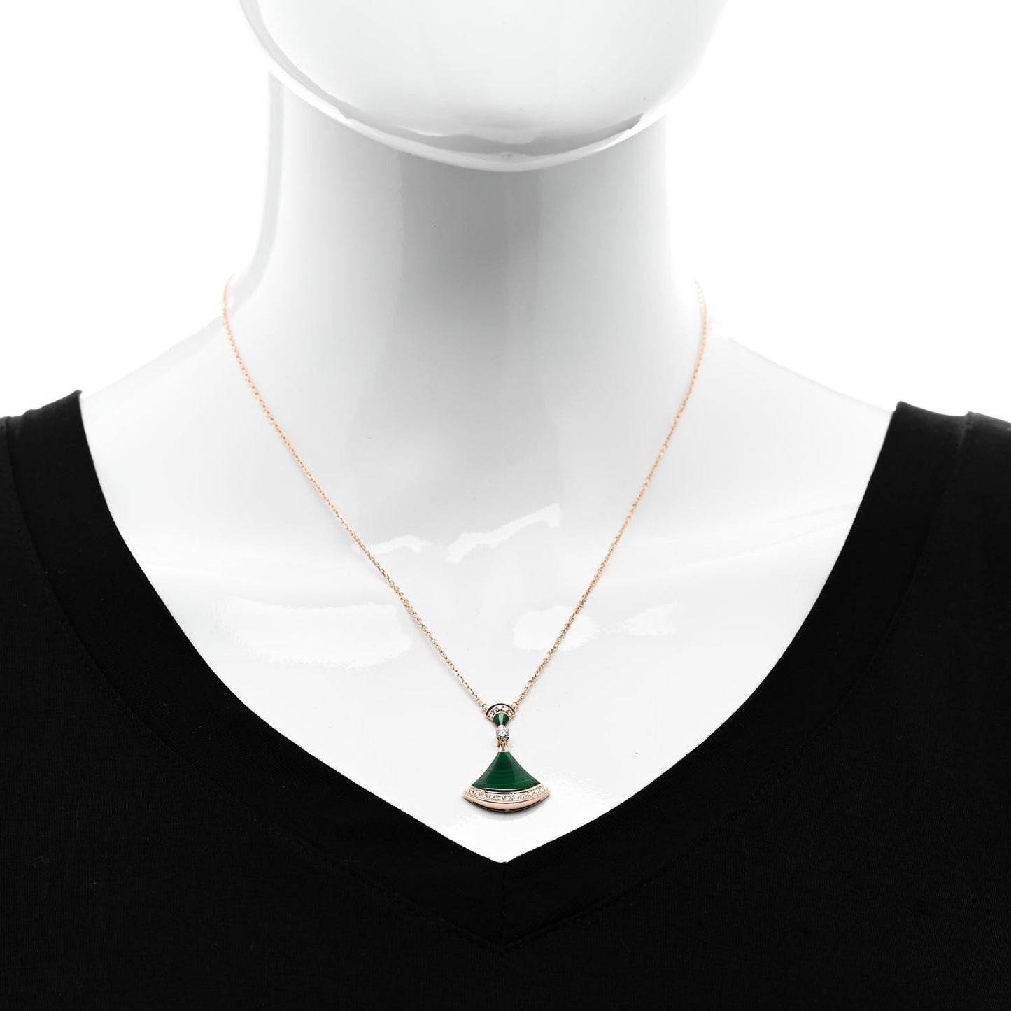 18K Rose Gold Diamond Malachite Divas' Dream Pendant Necklace