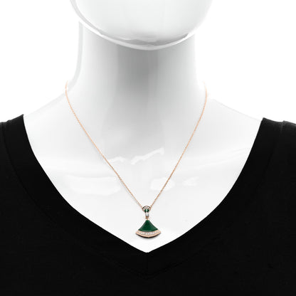 Bulgari 18K Rose Gold Diamond Malachite Divas' Dream Pendant Necklace 2 of 7