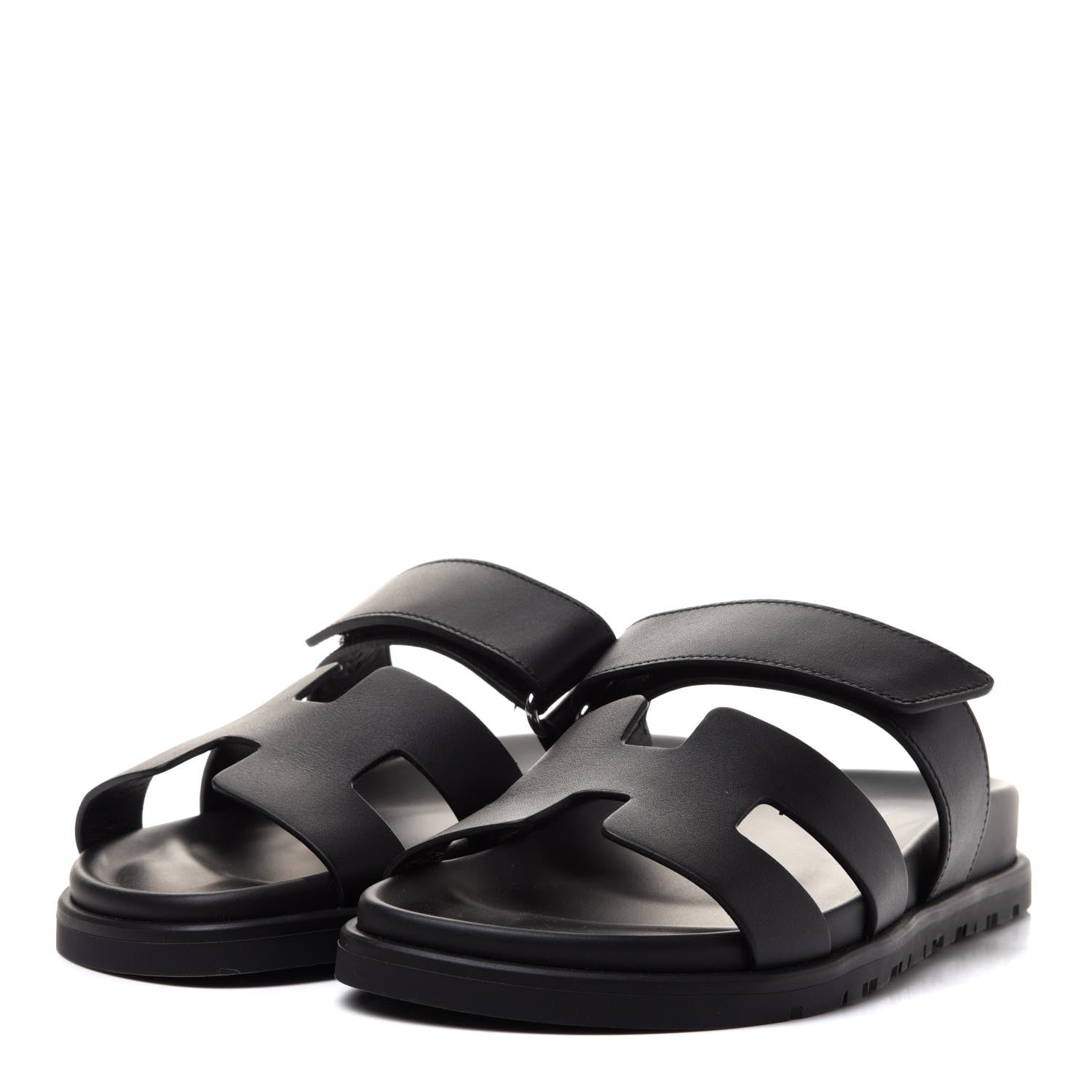 Hermes Calfskin Womens Chypre Sandals 35 Black 3 of 9