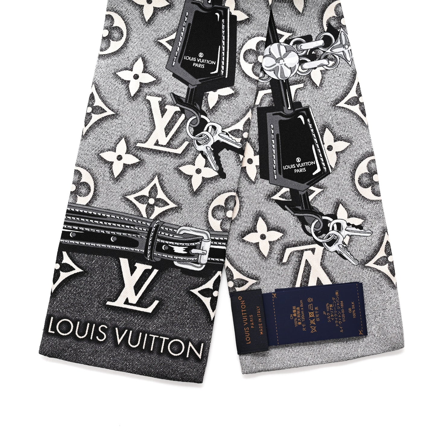 Silk Monogram Jacquard Denim Bandeau Gris