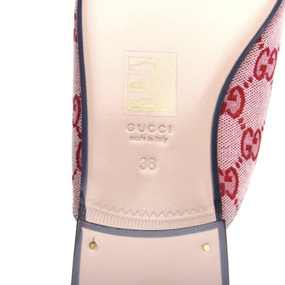 Gucci Canvas GG Monogram Horsebit Womens Princetown Slippers 38 Gardenia Hibiscus Red 9 of 10