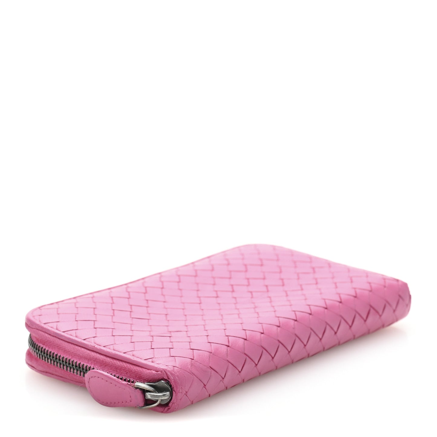 Nappa Intrecciato Zip Around Wallet Violet Fuxia
