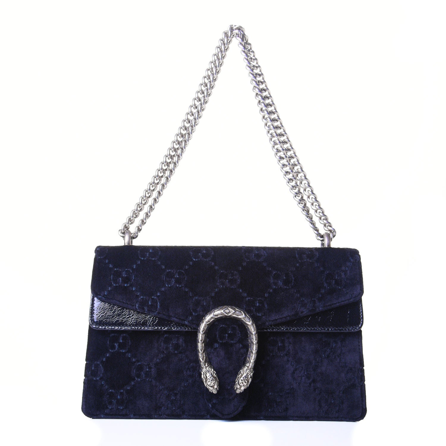 Gucci Velvet GG Monogram Small Dionysus Shoulder Bag Blue Black 1 of 8