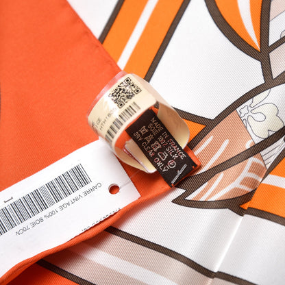 Hermes Silk Quadrige Costume Scarf 70 Orange White Beige 6 of 6