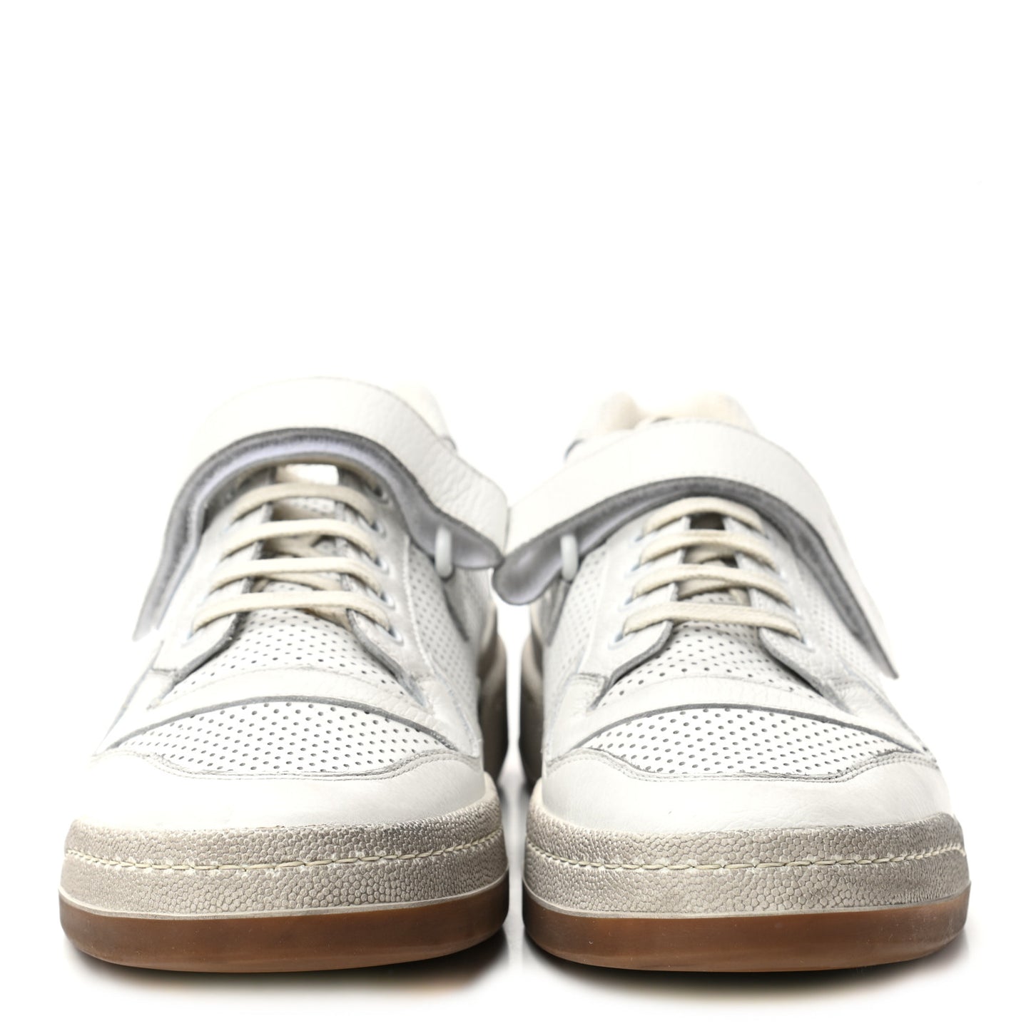 Calfskin Perforated Mens Jeddo Sneakers 43 White