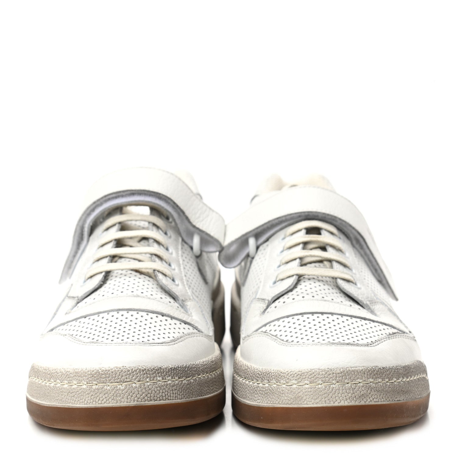 Saint Laurent Calfskin Perforated Mens Jeddo Sneakers 43 White 2 of 8