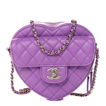 Chanel Lambskin Quilted CC In Love Heart Bag Purple 1 of 12