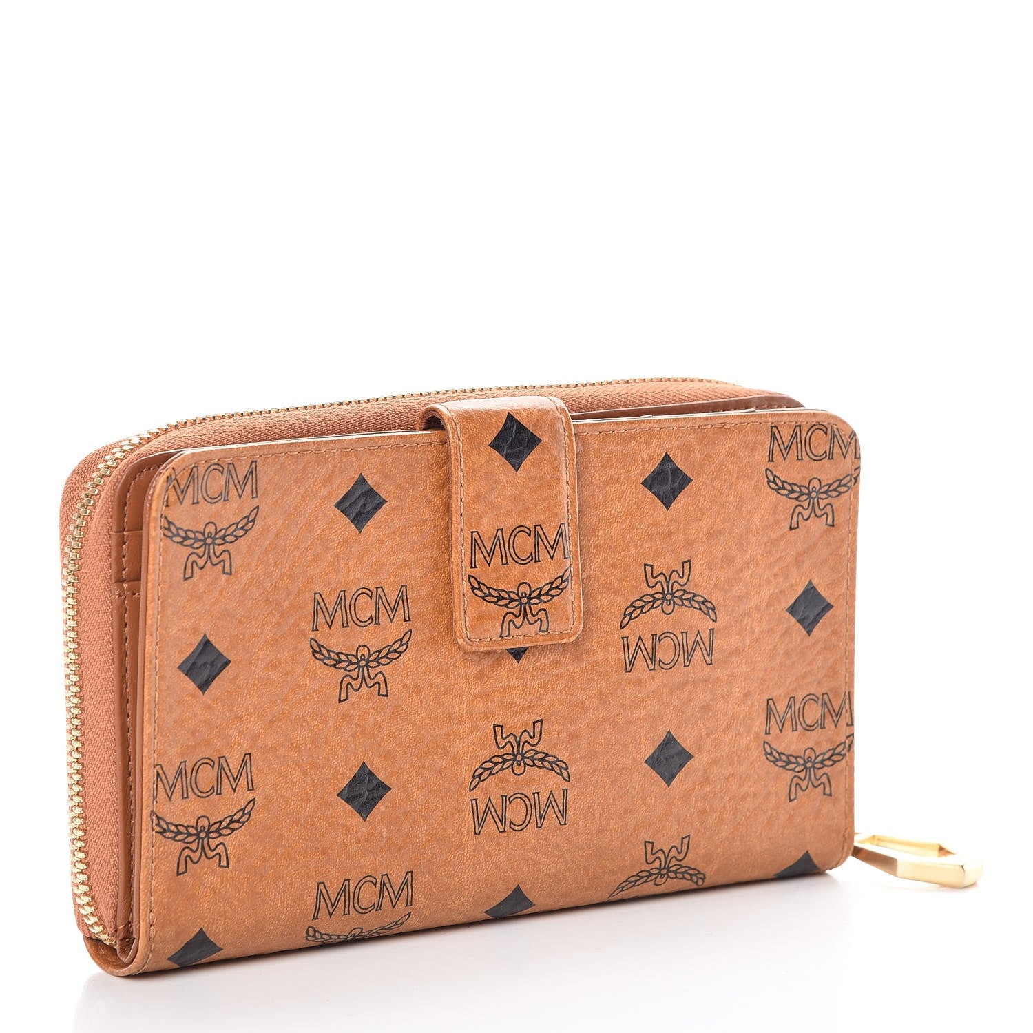 MCM Visetos Large Continental Zip Around Wallet Cognac 3 of 8
