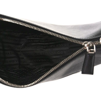 Prada Saffiano Cuir Triangle Logo Embossed Triangle Shoulder Bag Black 5 of 7