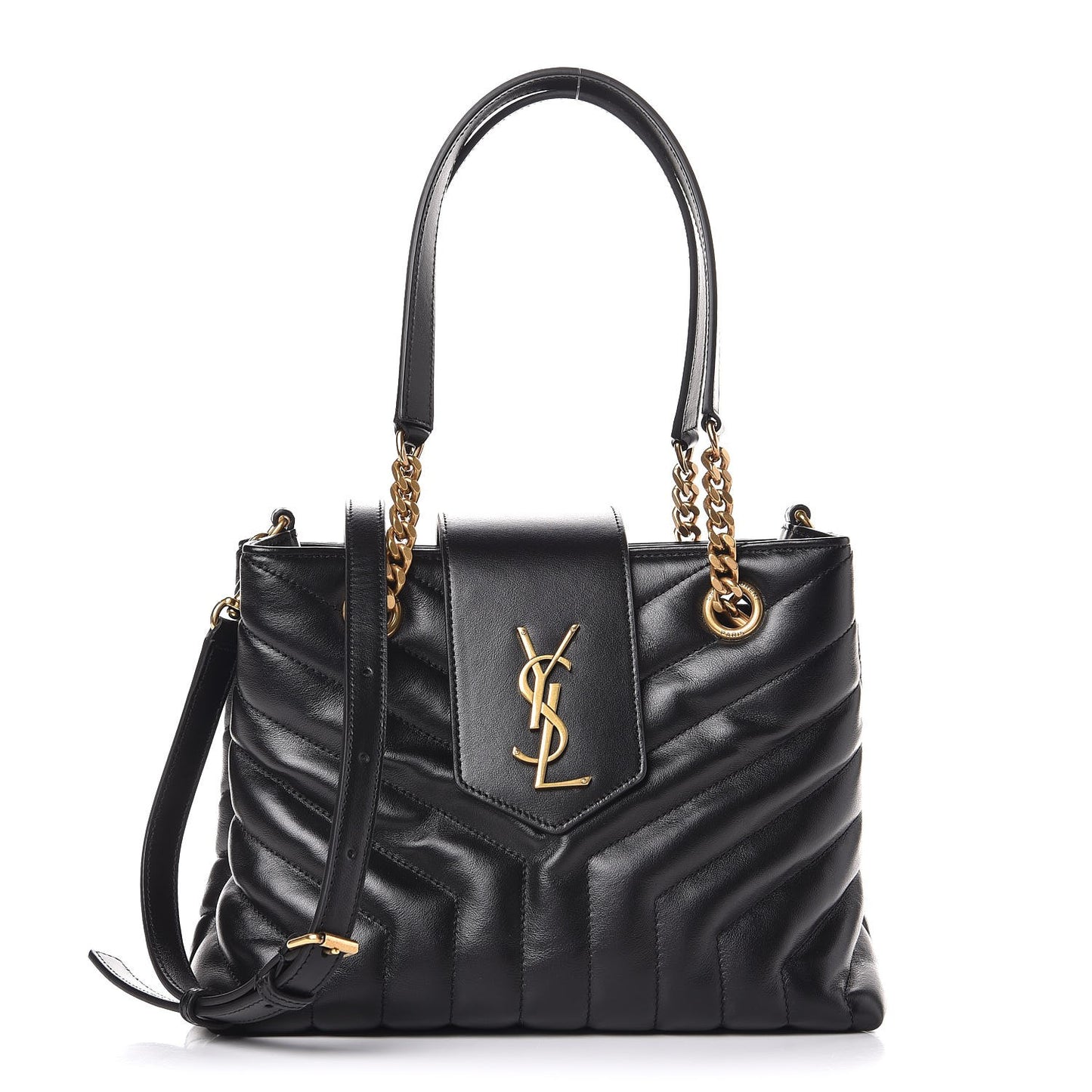 Calfskin Y Quilted Monogram Small Loulou Shopper Black